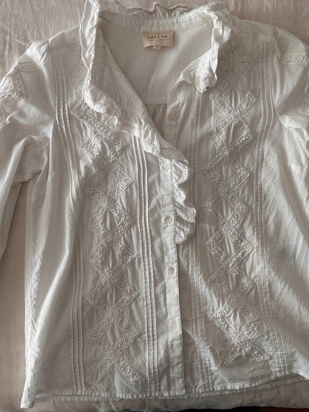 Sezane Chlo Shirt Ecru Pastel (size 36)